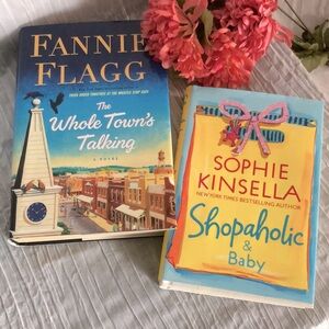 THE WHOLE TOWN'S TALKING & SHOPAHOLIC & BABY lot of 2 hardcover books novels